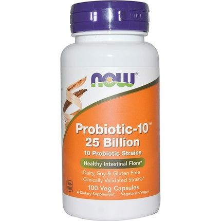 Now Foods Vegetarian Probiotic Capsules Probiotic-10 25 Billion, 100