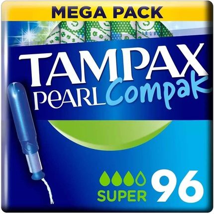 Tampax Compak Pearl Super Tampons With Applicator 96 Count