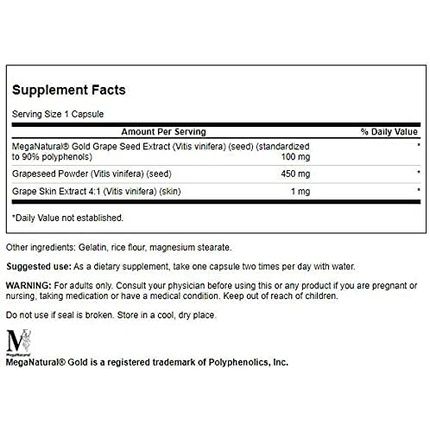 Swanson Grape Seed Extract With Meganatural Gold 60 Caps - Pack Of 3