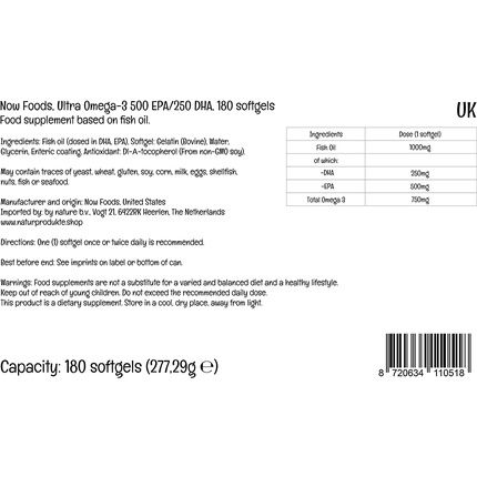 Now Foods Ultra Omega-3 500 Epa/250 Dha Softgels 180 Count - Image 3