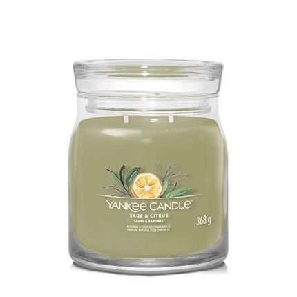 Yankee Candle Sage Citrus Signature Candle Aromatic Candle In Medium Glass 368 G