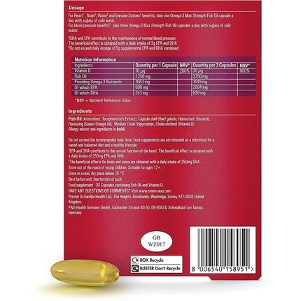 Seven Seas Omega-3 Fish Oil Max Strength 1250Mg 30 Capsules With Vitamin D