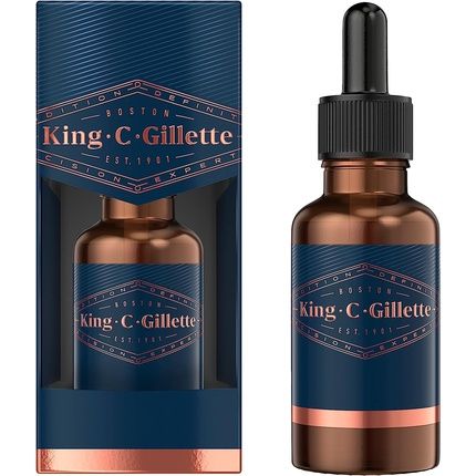 King C. Gillette Beard & Face Care Beard Oil 30Ml With Plant-Based Argan Oil, Jojoba Oil, Avocado Oil, Macadamia Seed Oil And Almond Oil