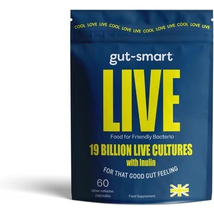 Gut-Smart Live Slow-Release Capsules Pre & Probiotics 60 Capsules 19 Billion Live Cultures