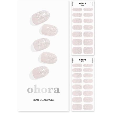 Ohora Semi Cured Gel Nail Strips N Dress Up - Works With Any Nail Lamps Salon-Quality Long Lasting Easy To Apply & Remove - Includes 2 Prep Pads Nail File & Wooden Stick
