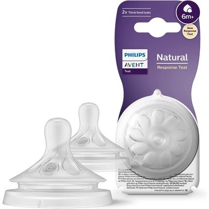 Philips Avent Natural Response Bottle Teat 2 Pack Flow 6 Teats For Babies 6+ Months Bpa Free
