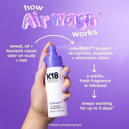 K18 Airwash Dry Shampoo Nonaerosol Balances Scalp & Controls Excess Oil - Image 3