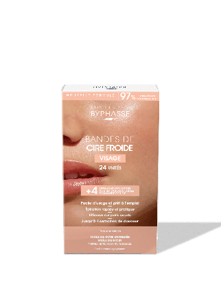 Byphasse Cold Wax Strips For Face & Delicate Areas For Sensitive Skin 24 Strips 4 Wipes