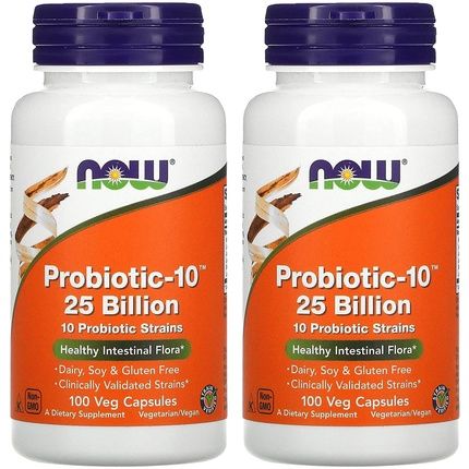 Now Foods Vegetarian Probiotic Capsules Probiotic-10 25 Billion, 100