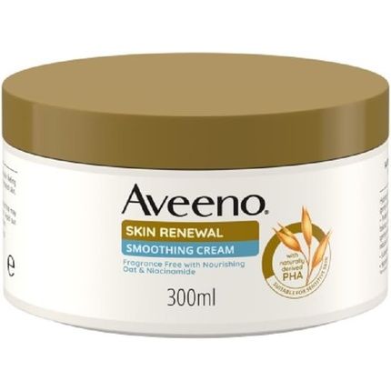 Aveeno Skin Renewal Smoothing Cream 24-Hour Hydration With Prebiotic Oat Pha & Niacinamide Fragrance-Free 300Ml