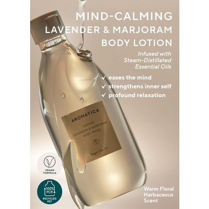 Aromatica Serene Body Wash Lavender & Marjoram 10.14Oz 300Ml Vegan Daily In-Shower Wash Blended With Naturally Derived Scents