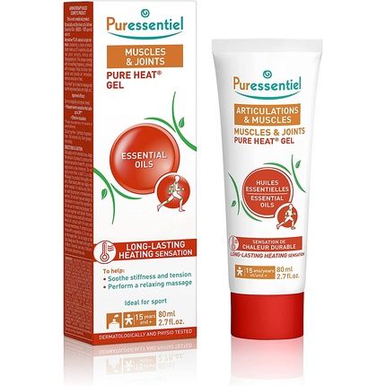 Puressentiel Muscles & Joints Pure Heat Gel 80Ml With Arnica And Harpagophytum For Back, Arm, And Thigh - 100% Pure Essential Oils - Relieves Muscle Contractures And Stiffness With Lasting Heating Sensation - White