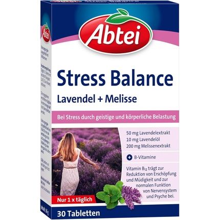 Abtei Stress Balance With Lavender And Lemon Balm For Stress Relief - Gluten-Free, Lactose-Free, Gelatin-Free