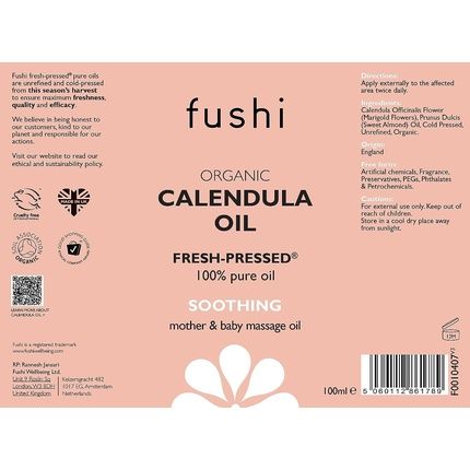 Fushi Organic Calendula Oil 100Ml - Fresh-Pressed And Triple Infused - Best For Minor Abrasions And Irritated Skin - Anti-Inflammatory - Oil For Babies - Vegan - Made In The Uk - Image 3
