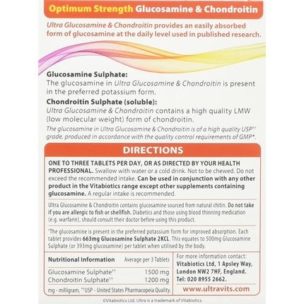 Vitabiotics Ultra Glucosamine And Chondroitin 60 Tablets - Image 3