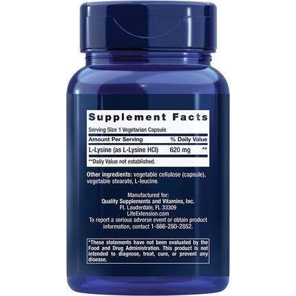 Life Extension, L-Lysine, 620Mg, 100 Vegan Caps