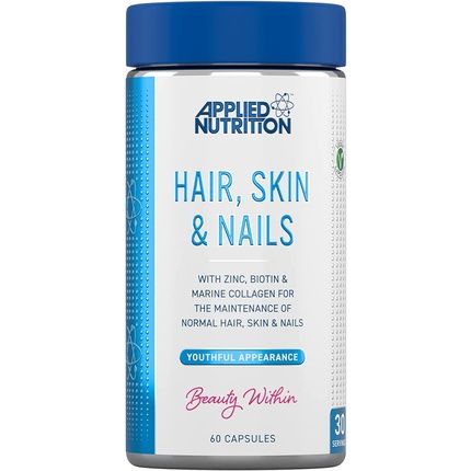 Applied Nutrition Biotin & Marine Collagen Supplement For Healthy Hair Growth Skin & Nails 60 Capsules - 30 Servings