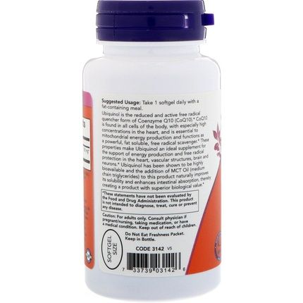Now Foods Ubiquinol 100Mg Strength Softgels - 60 Count - Image 3