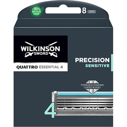 Wilkinson Sword Quattro Titanium Sensitive Refill Razor Blade Cartridges - Pack Of 8