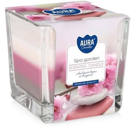 Three Colored Scented Candles In Glass, Scent: Spa Garden