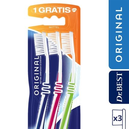 Dr. Best Original Toothbrush Medium - Pack Of 2 + 1 Free