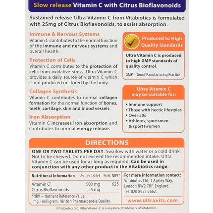 Ultra Vitamin C Sr And Bioflavonoid Tablets 120 Tablets