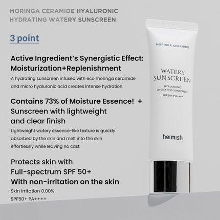 Heimish Moringa Ceramide Hyaluronic Hydrating Watery Sunscreen Spf Face - Image 3
