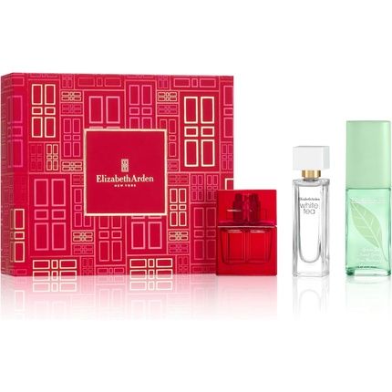 إليزابيث أردن برستيج طقم هدايا مكون من 3 قطع باب أحمر شاي أخضر شاي أبيض عطر فاخر هدية للنساء