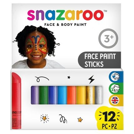 Snazaroo 1172193 Children'S Makeup Set With 12 Pens Water-Based Face Paint For Sensitive Skin For Carnival, Halloween