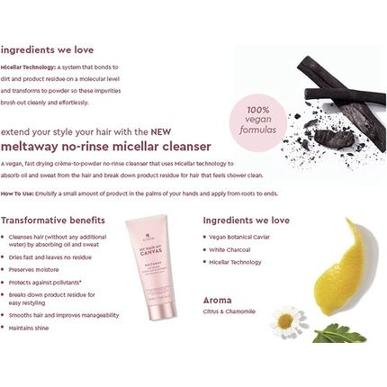 منظف ​​Alterna My Hair My Canvas Meltaway Micellar بدون شطف 100.5 مل، كريم نباتي سريع الجفاف إلى مسحوق منظف يمتص الزيت والعرق من أجل شعر نظيف تم اختباره بواسطة بيتا 100.5 مل