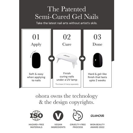 Ohora Semi Cured Gel Nail Strips N Tint High-Teen - Works With Any Nail Lamps Salon-Quality Long Lasting Easy To Apply & Remove - Includes 2 Prep Pads Nail File & Wooden Stick - Image 3