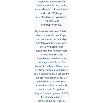 Doppelherz Hyaluron 0.2% Eye Drops - Soothing Relief For Dry Eyes 10Ml