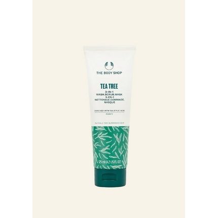 The Body Shop Tea Tree 3-In-1 Wash Scrub Mask 125Ml Oil-Free Blemished Skin Vegan
