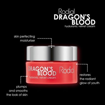Rodial Dragons Blood Hyaluronic Velvet Cream Mini 10Ml - Hyaluronic Acid And Hydromanil For Dry Skin - Buttery And Luxurious Cream Texture - Day And Night Care