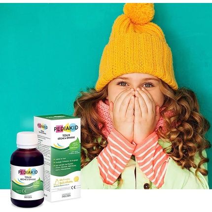 Pediakid Dry & Cold Cough Exclusive Formula With Agave Syrup Soothes Cough Relieves Throat Irritation Natural Lemon Flavor Medical Device 125Ml