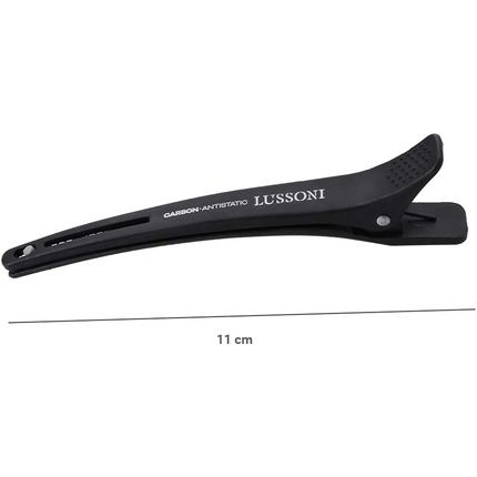 T4B Lussoni 6-Piece Carbon Hairdressing Clips With Elastic Rubber Band For All Hair Types - Pack Of 6