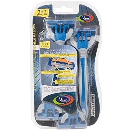 Vap Care Disposable Razor Extra 3 Steel Blades With 3+1 Free - Cream
