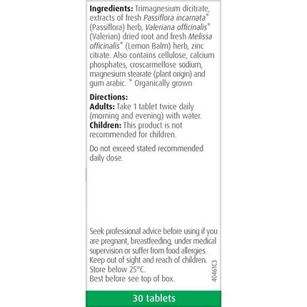 A.Vogel Passiflora Complex Tablets For Relaxation With Passion Flower, Valerian Root, Lemon Balm, Magnesium, And Zinc - Image 3