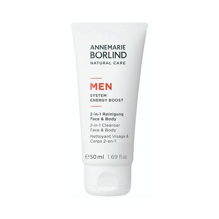 Annemarie Borlind Men Energy Boost 2 في 1 منظف الوجه والجسم مع مستخلص العرعر العضوي 6.76 أونصة سائلة. أوز.