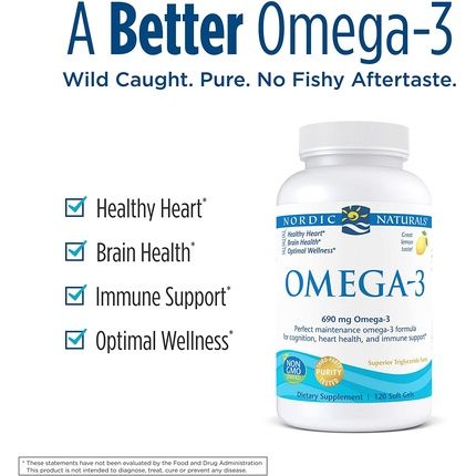 Nordic Naturals Omega-3 Purified Fish Oil Lemon Soft Gels 120 Count