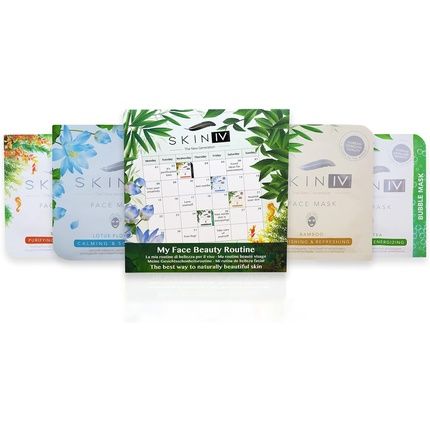Skin Iv Korean My Face Beauty Routine Kit Black Seaweed Lotus Flowers Bamboo & Bubble Green Tea Face Mask 174G - Image 3