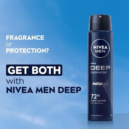 Nivea Men Deep Black Carbon Anti-Perspirant Spray 250Ml - Men'S Deodorant Spray