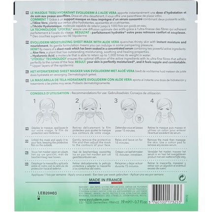 Evoluderm Moisturizing Sheet Mask With Aloe Vera 19Ml