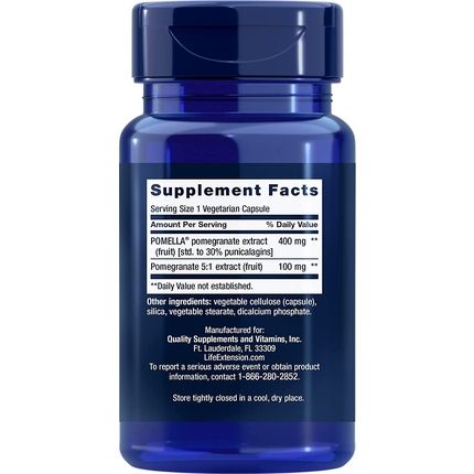 Life Extension Pomegranate Extract Vegetarian Capsules 30 Count