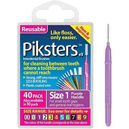 Piksters Interdental Brushes Size 1 Purple 40 Pack