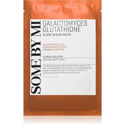 Some By Mi Galactomyces Glutathione Glow Serum Mask - Illuminating Sheet Face Mask For Sensitive And Dry Skin, 22 G