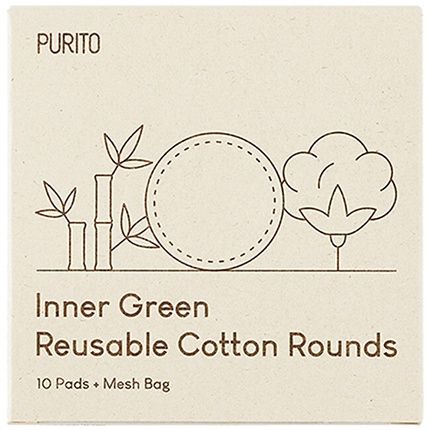 Purito Inner Green Reusable Cotton Rounds 10 Pieces