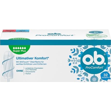 O.B. Procomfort Super Plus Tampons With Dynamic Fit Technology And Silktouch Surface 32 Pieces