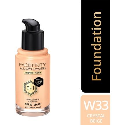 Max Factor Facefinity 3-In-1 All Day Flawless Foundation Spf 20 Crystal Beige