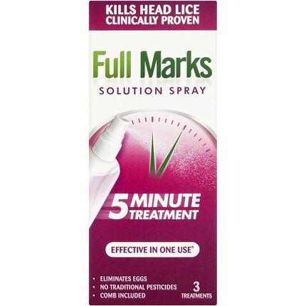 Full Marks Head Lice Solution Spray 5 Minute Treatment 150Ml - Multicoloured